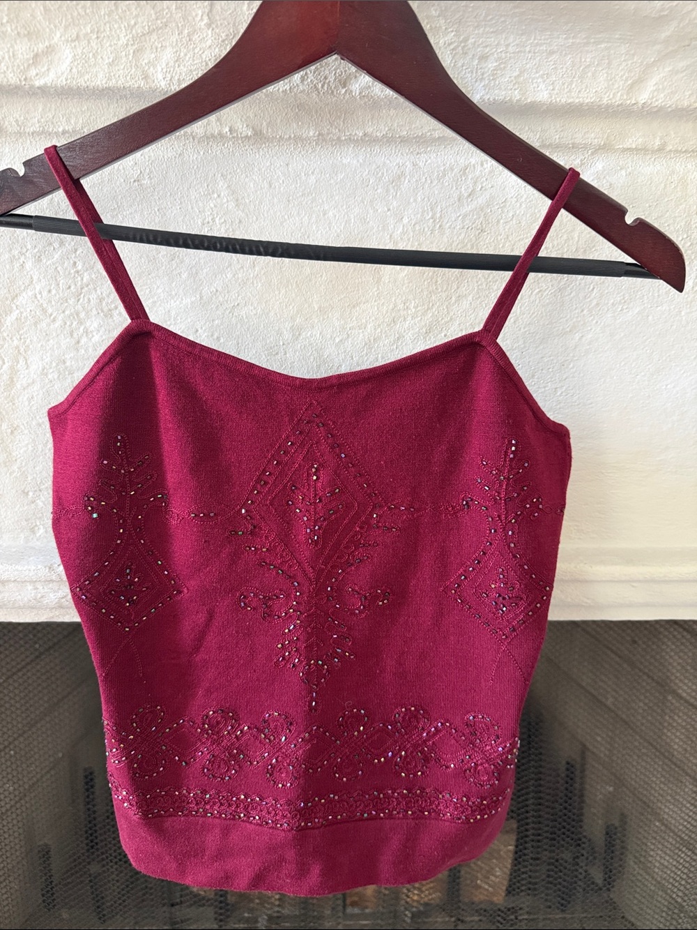 Embellished Burgundy Spaghetti Strap Camisole